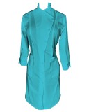 Sarafan Medical Pe Stil cu Elastan, Turcoaz cu nasturi, Model Alice - 2XL