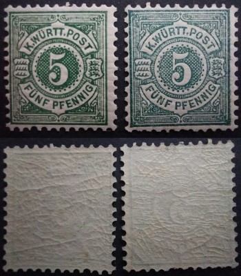 Germania, Wurttemberg, 1890, Michel #56,MNH, verde si verde albastrui. foto