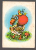 CPIB 20012 CARTE POSTALA - FELICITARE - RATOI CU OU SI BOBOC IN SPATE