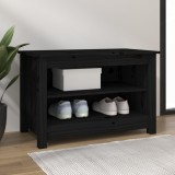 VidaXL Bancă pentru pantofi, negru, 70x38x45,5 cm, lemn masiv de pin