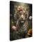Tablou tigru cu trandafir pe cap fantezie 1691 Tablou canvas pe panza CU RAMA 70x100 cm