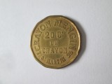 Rar! Franta jeton 20 Centimes:Crayon Mengin-Saint Martin 25 Paris 1860-1864 in stare foarte buna,diametrul=23 mm
