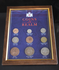 Coins of the Realm - panoplie cu noua monede Anglia diferite UK foto