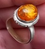 (179) INEL DIN ARGINT DAMA, VINTAGE, CU CHIHLIMBAR, MARCAJ ARGINT 925