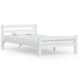 vidaXL Cadru de pat, alb, 90x200 cm, lemn de pin masiv