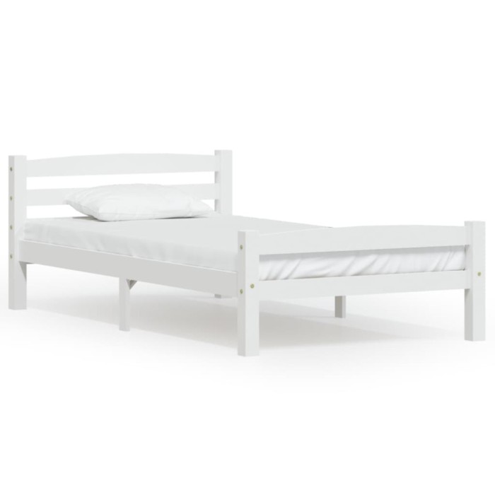 vidaXL Cadru de pat, alb, 90x200 cm, lemn de pin masiv