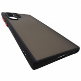 Husa spate policarbonat gri semitransparent + TPU negru, butoane rosii, pentru Samsung Galaxy S22 Ultra 5G