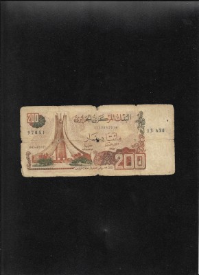 Algeria 200 dinari dinars 1983 seria97851 uzata foto