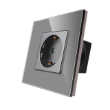Cumpara ieftin Priza simpla Luxion cu rama din sticla gri, design elegant