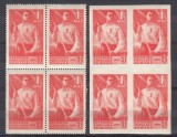 ROMANIA 1950 LP 264 LP 264 a - 1 MAI DANTELAT SI NEDANTELAT SERIA IN BLOC DE 4 TIMBRE STARE MNH