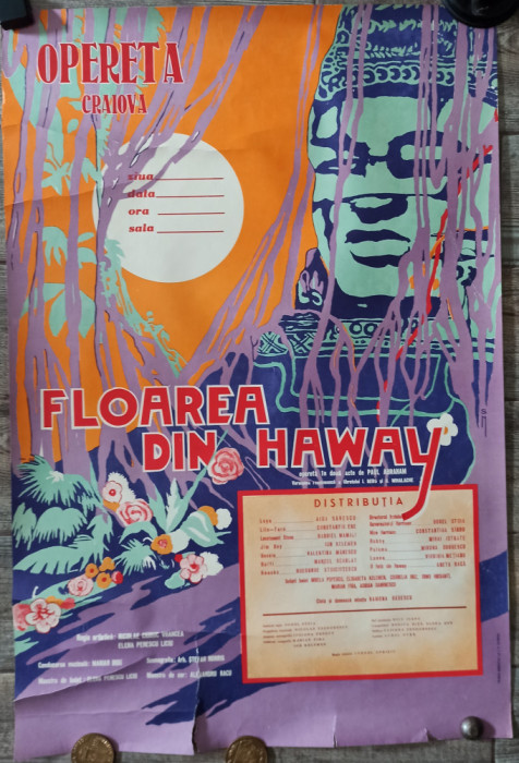Floarea din Haway/ afis Filarmonica Oltenia, Opereta din Craiova