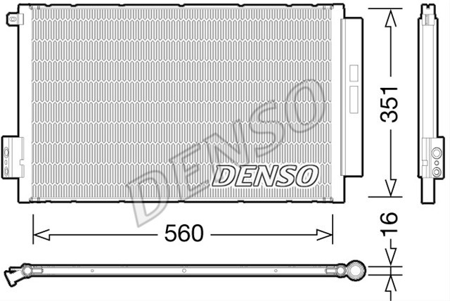 Condensator climatizare AC Denso, FIAT 500L, 09.2012-; TIPO, 10.2015- motor 1,4 benzina, aluminiu/ aluminiu brazat, 610(560)x365(350)x16 mm, cu uscat