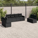 Cumpara ieftin Gossi set mobilier de gradina cu perne, 8 piese, negru, poliratan