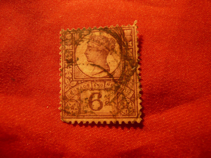 Timbru Anglia 1887 Regina Victoria 6p violet stampilat