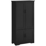 HOMCOM Buffet de bucătărie, armoarie de bucătărie contemporană, multi-spații de depozitare, 2 dulapuri, 3 rafturi, MDF, panouri de particule, negru |