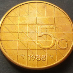 Moneda 5 GULDEN (GULDENI) - OLANDA, anul 1988 * cod 2406