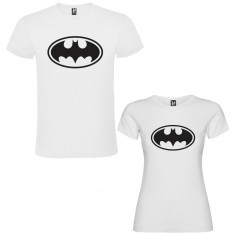 Set 2 Tricouri cuplu Batman, alb/negru foto