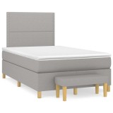 vidaXL Pat box spring cu saltea, gri deschis, 120x190 cm, textil 3270397