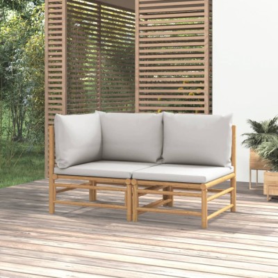 Gossi set mobilier de gradina cu perne gri deschis, 2 piese, bambus foto