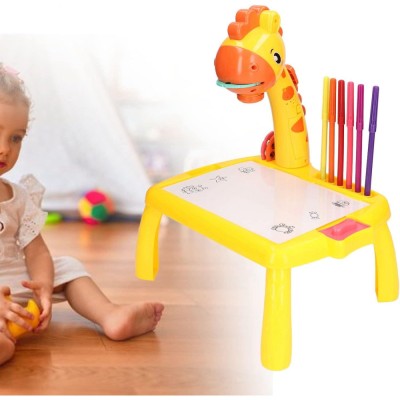 Masa muzicala de desen pentru copii cu proiector, model girafa, culoare galben, 24 imagini, avx-wt-222-2-yellow-giraffe foto