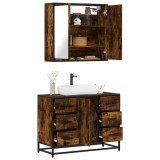 VidaXL Set mobilier de baie, 2 piese, stejar fumuriu, lemn prelucrat