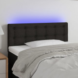 VidaXL Tăblie de pat cu LED, negru, 80x5x78/88 cm, textil