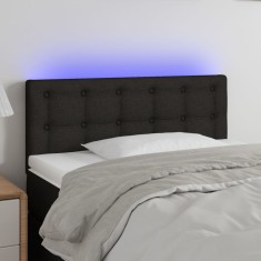 vidaXL Tăblie de pat cu LED, negru, 80x5x78/88 cm, textil 3122022