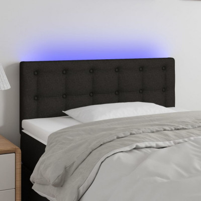 vidaXL Tăblie de pat cu LED, negru, 80x5x78/88 cm, textil foto