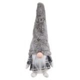 Figurină Decorativă Crăciun Gnome, Corp Alb Gri, Căciulă Blană, 34 cm, Oem