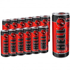 Bax 24 Energizante Hell Energy Drink Classic, 250 ml, Energizant Hell Enery Drink, Bauturi Non-Alcoolice, Hell Energy Drink Energizante, Doze de Energ