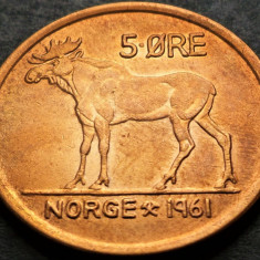 Moneda 5 ORE - NORVEGIA, anul 1961 *cod 4692 B - patina frumoasa