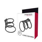 DARKNESS - SET OF 3 FLEXIBLE PENIS RINGS, DARKNESS BONDAGE