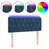 Cumpara ieftin Tablie de pat cu LED, albastru inchis, 100x7x78/88 cm, catifea