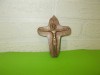 Superb CRUCIFIX german din BRONZ decorat in relief , cruce , legamant de botez
