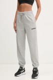 adidas pantaloni de trening Essentials Linear femei, culoarea gri, neted, JC5953