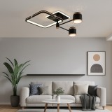Lustra Led Cu Telecomanda, Neagra, Spoturi Directionale, 88W, Lumina Reglabila 3000&ndash;6500K