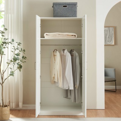 Kleiderschrank Finning 176x80x52 cm 1 Fach Wei&amp;szlig; [en.casa] HausGarden Leisure foto
