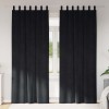 Draperii opace cu agățătoare, 2 buc., negru, catifea