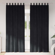vidaXL Perdele cu perdele 2 pcs Negru 140 x 245 cm Catifea