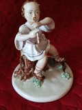 Bibelou IMPUNĂTOR Ciobănaș cu fluier _ Porțelan Apulum Alba Iulia (22 cm)