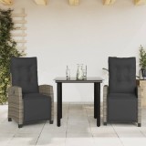 vidaXL Set mobilier de grădină cu perne, 3 piese, gri, poliratan 3212995