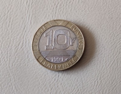 Franța - 10 francs / franci (1991) monedă s388 foto