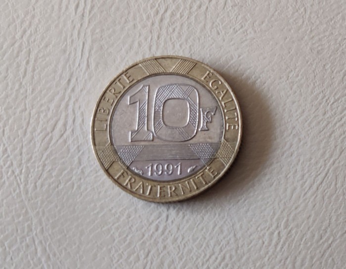 Franța - 10 francs / franci (1991) monedă s388