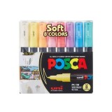 Set 8 Markere POSCA PC-1M , Varf Fin 0.7 mm, Culori Pastelate
