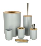 Set baie din 6 piese, gri cu elemente din lemn
