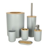 Set baie din 6 piese, gri cu elemente din lemn