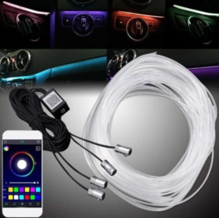 Banda LED auto, lumina ambientale , 6M, aplicatie mobil, 4 module