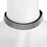 Colier Choker Negru cu Strasuri Argintii, Accesoriu Costum Halloween, CMCLASS
