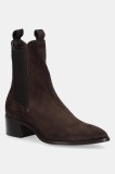 Gant botine din piele &icirc;ntoarsă St Broomly culoarea maro, cu toc plat, 31553093