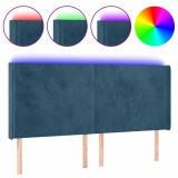 Cumpara ieftin Tablie de pat cu LED, albastru inchis, 203x16x118/128cm catifea